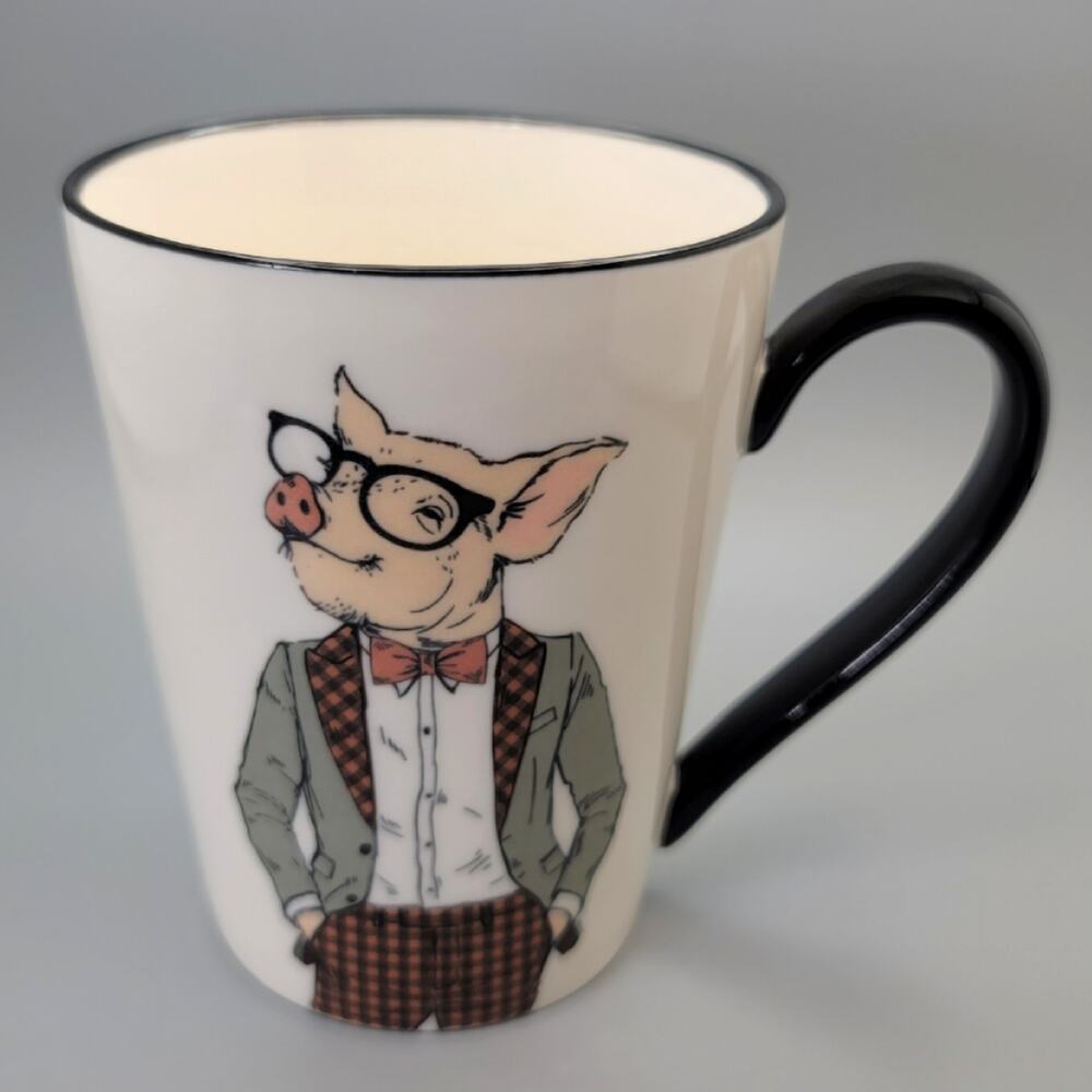 Hipster Pig in Glasses Anthropomorphic Animal Coffee Tea Mug - Signature 16.5 oz - Picture 2 of 11